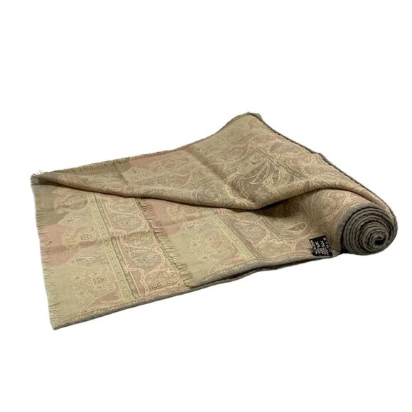 Auth ETRO - Bordeaux Light Blue Multi Wool Silk Scarf - Picture 3 of 6